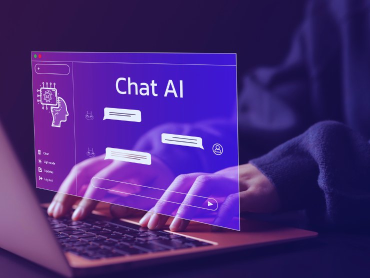 Chat AI, uomo al pc